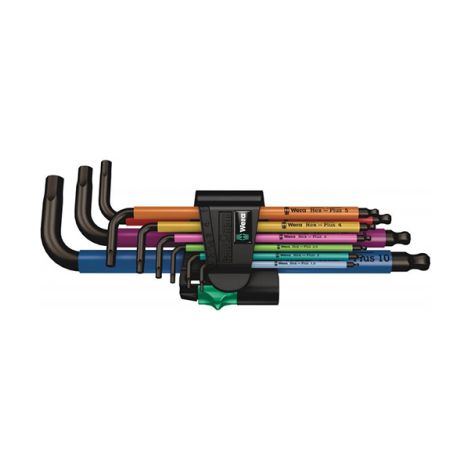 WERA, 950/9 Hex-Plus Multicolour 1 SB Multicolour Zestaw kluczy trzpieniowych z kulką, BlackLaser, metrycznych, w opakowaniu z zawieszką, 9 części